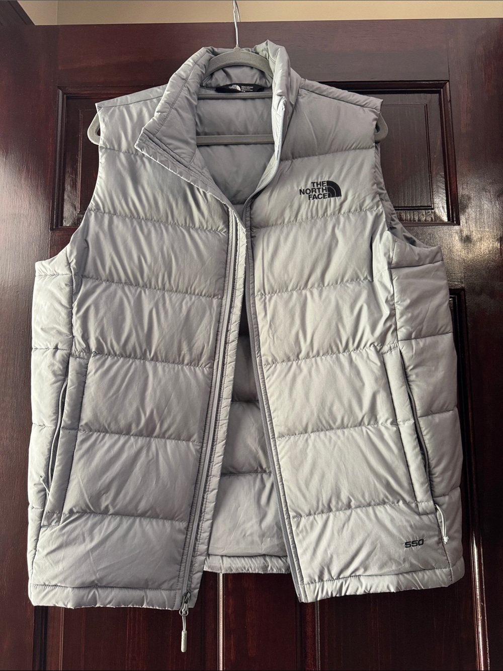 The North Face Men’s Light Gray Quilted 550 Down Vest